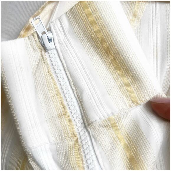 Cache Vintage Y2K Zipper Front Shirt Metallic Stripe Size Large Yellow White - Picture 9 of 14